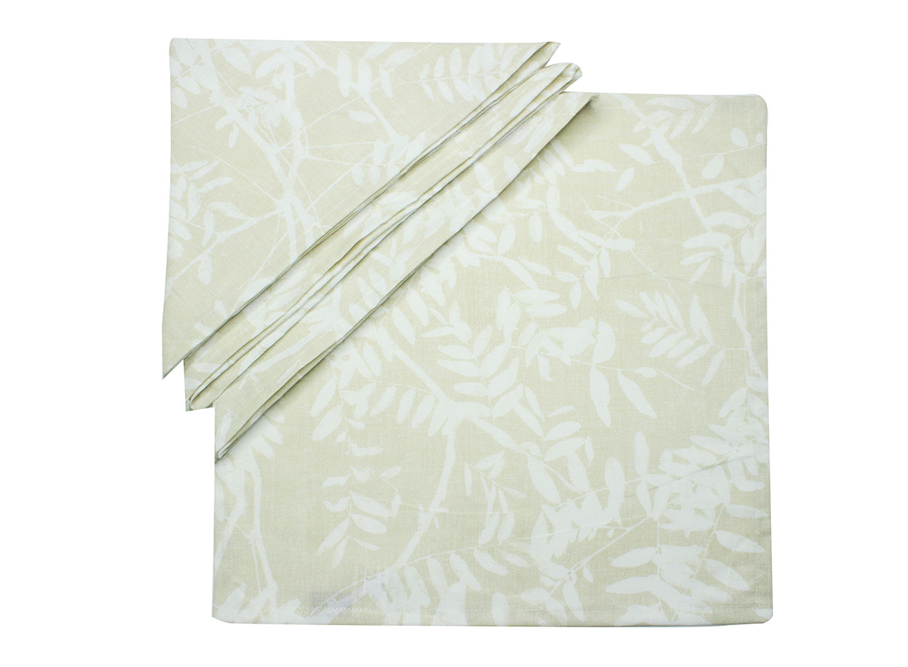 Beige Leaves Napkin (16*16 Inches) Set of 4 Pc